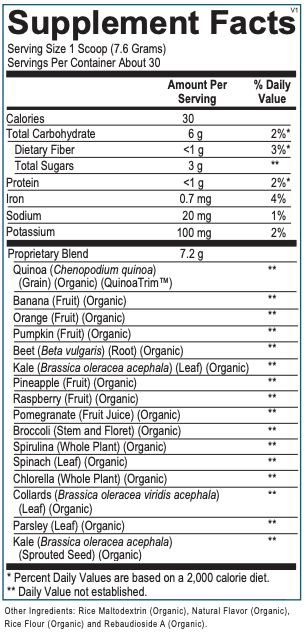 VeggieQuench Supplement Facts